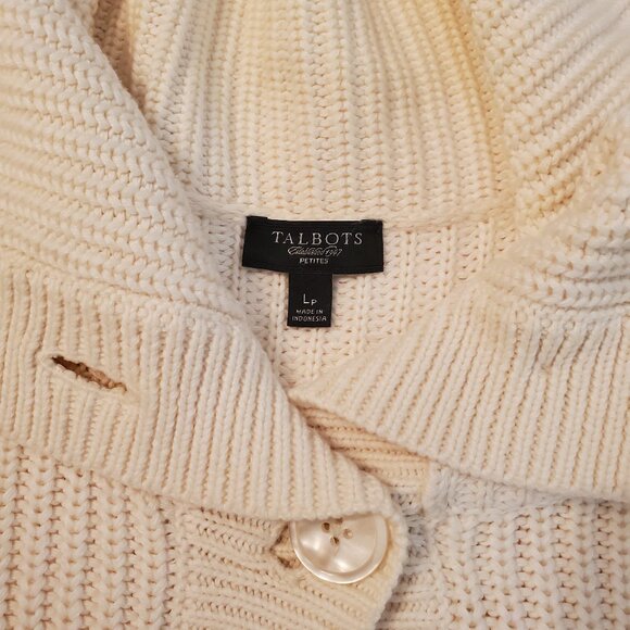 Talbots Long Sleeve cream Women's Cardigan Sweater 100% Cotton Size LP. - Picture 12 of 14